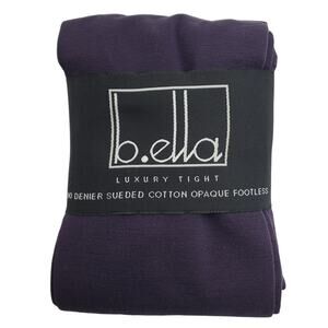 Sueded Cotton Opaque Footless Tights TALL Plum B.ella Erika Italian Hosiery NWT